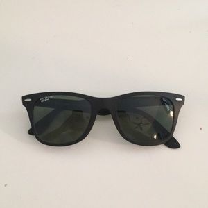Black matte wayfarer Ray-bans, polarized